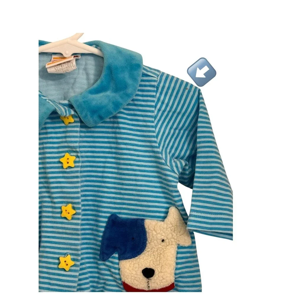 Sweet Potatoes Baby Dog Pocket Cardigan Blue Striped 12M Made in USA